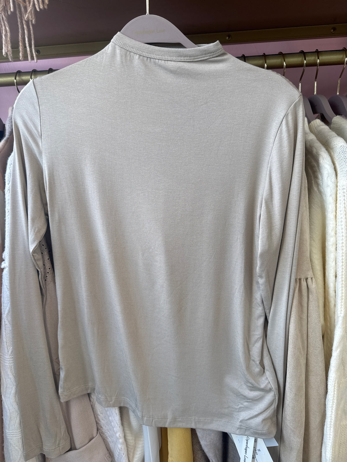 Soft Cotton Stretch Mock Neck Long Sleeve Top