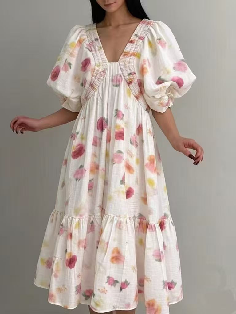 Soft Botanical Midi Dress