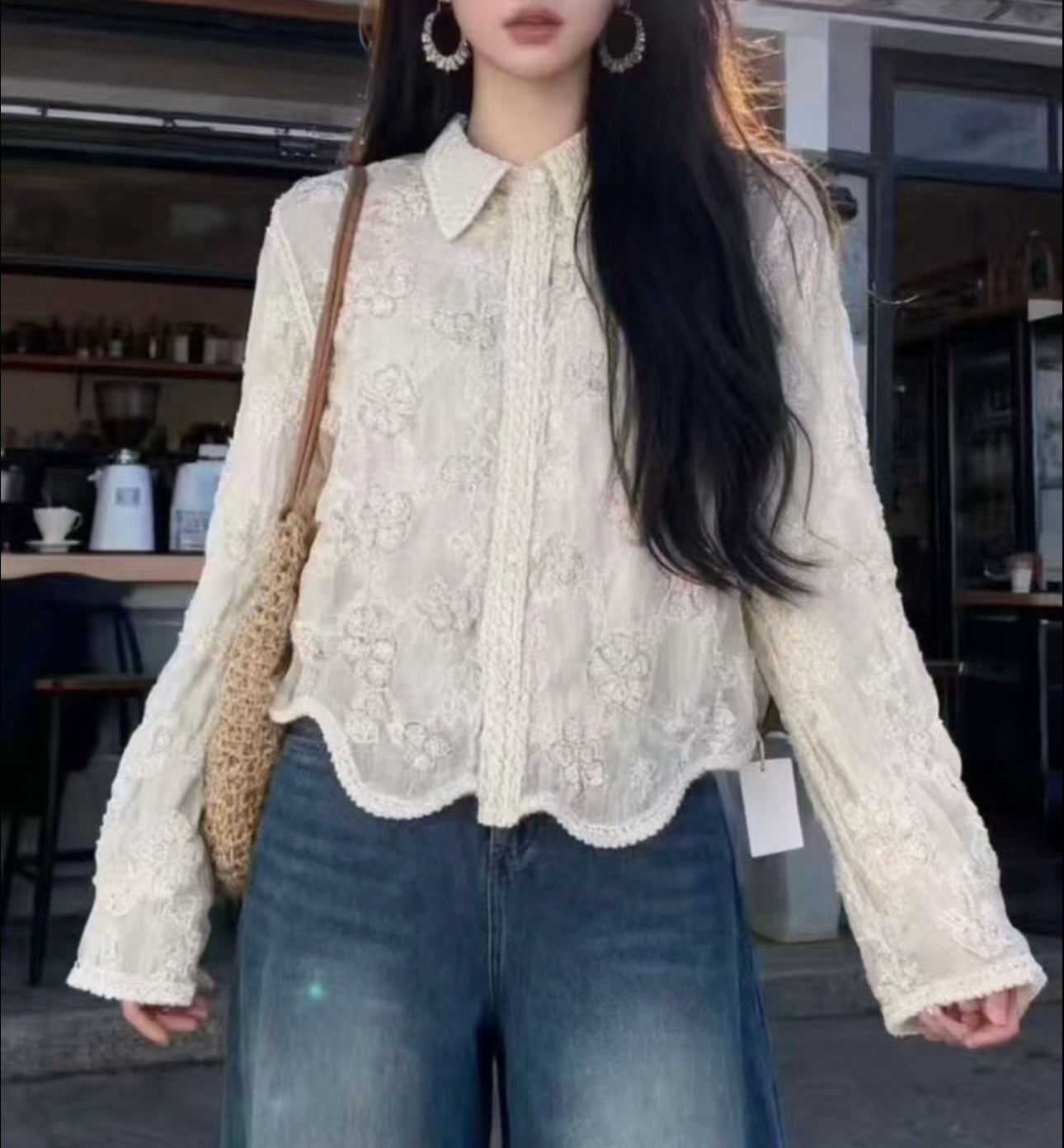 Vintage Lace Embroidered Blouse