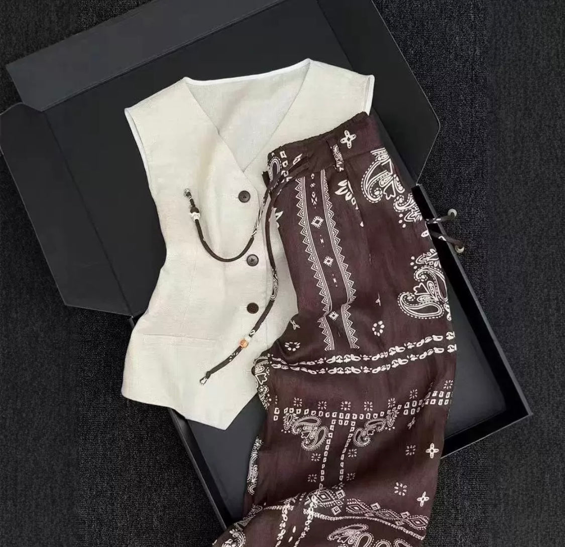 Vest + Printed Trousers Set