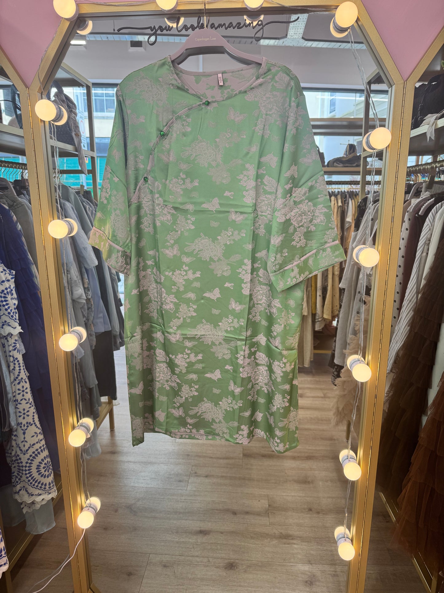Mint Blossom Satin Dress
