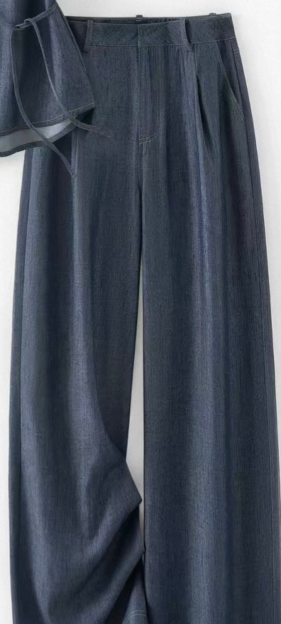 Tailored Wide Leg Trousers – Navy