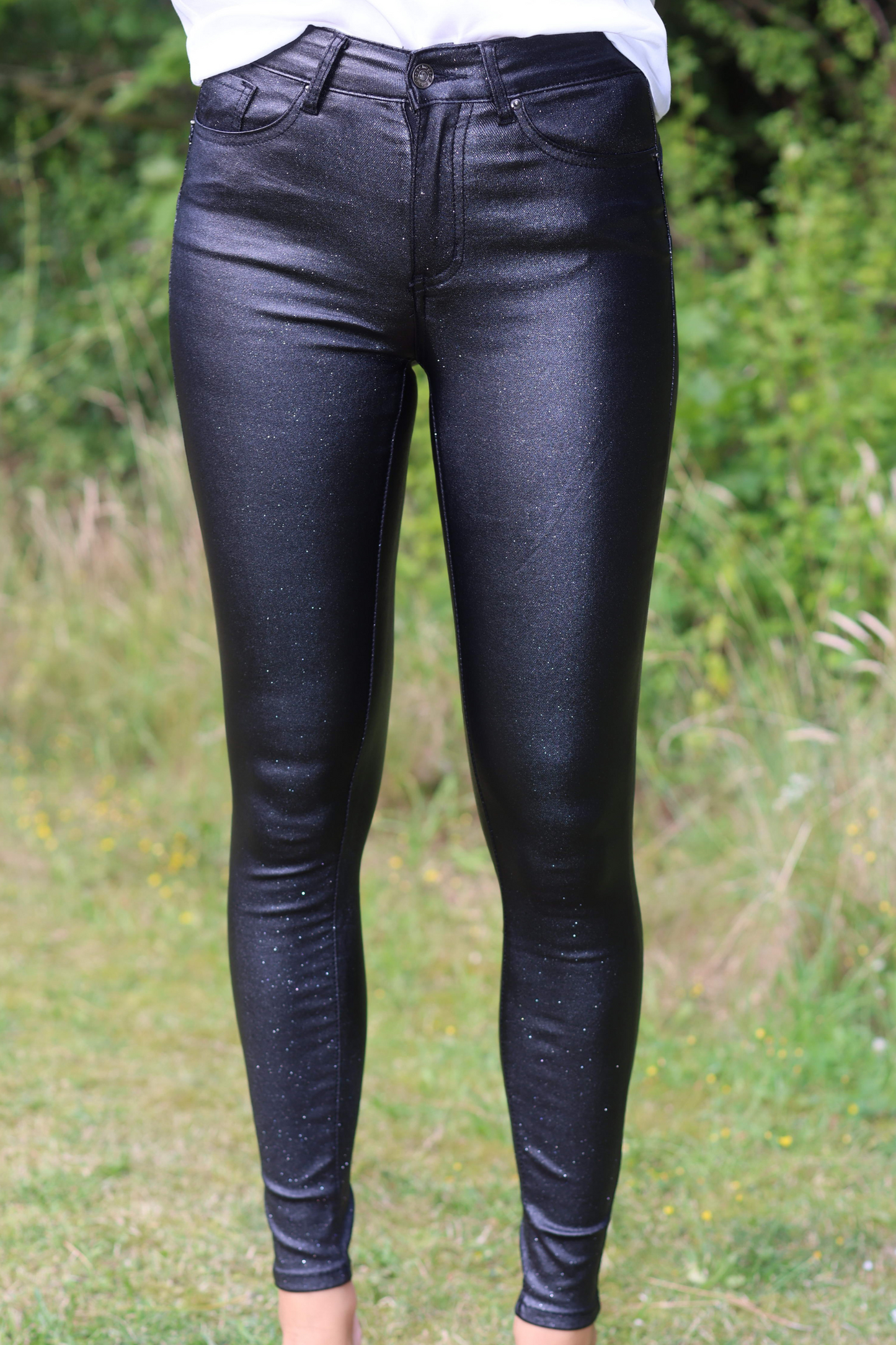 7650 BLACK GLITTER JEANS