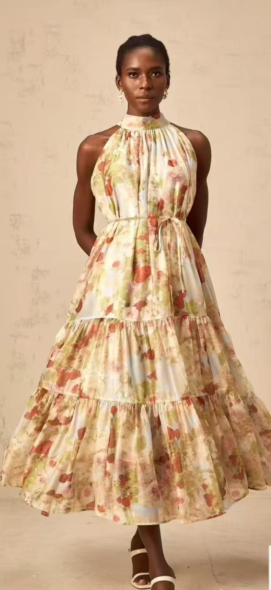 Soft Floral Midi Dress