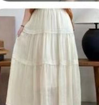 Linen Blend Tiered Skirt