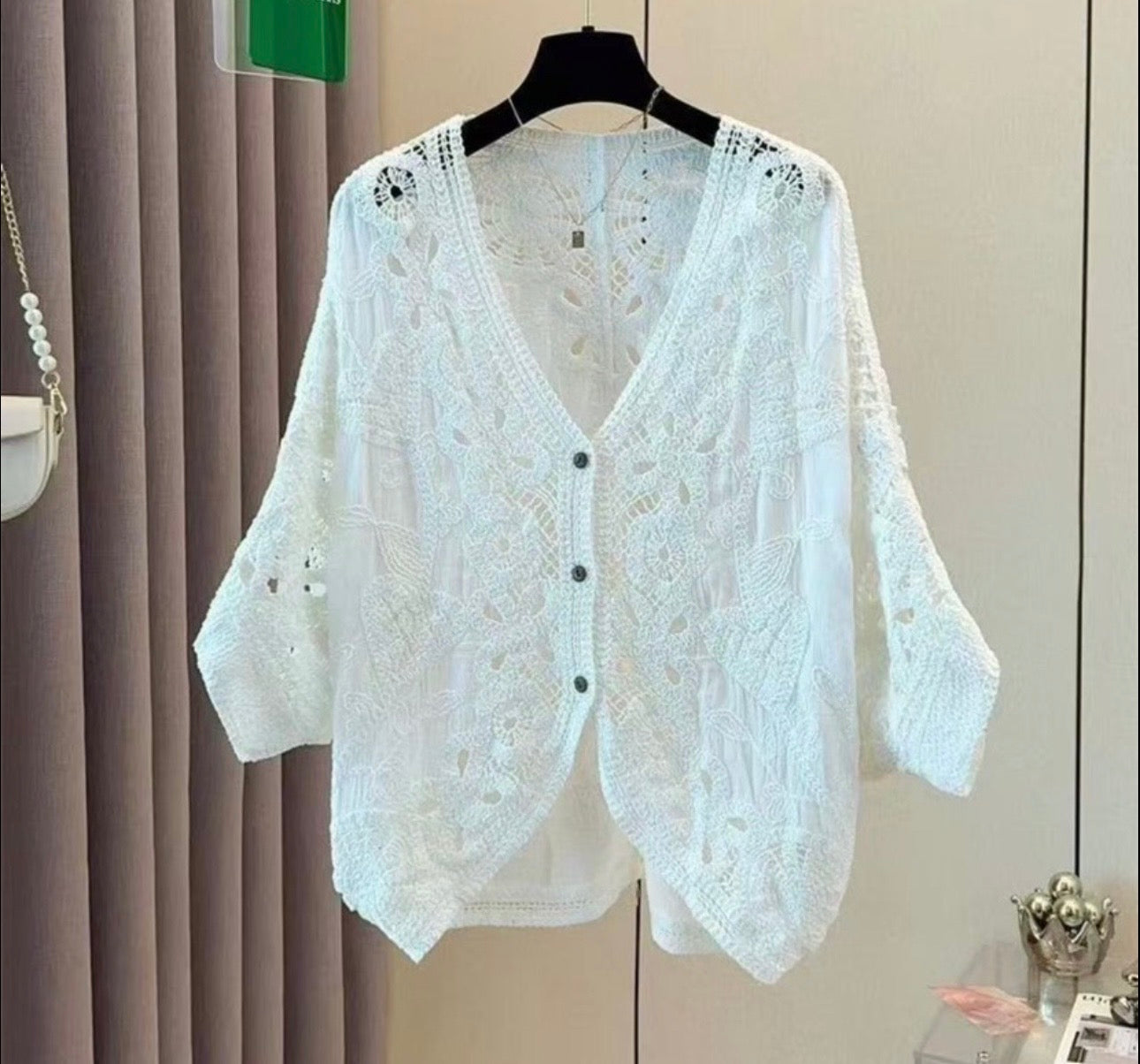Boho Lace Button Cardigan