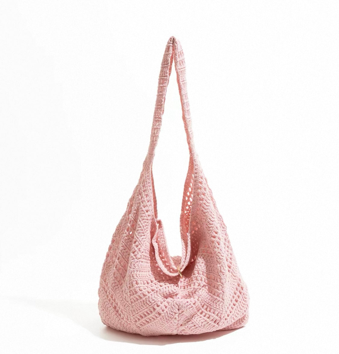Crochet Shoulder Bag – Soft Pink