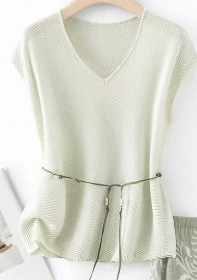 Soft Belted Knit Top – Sage