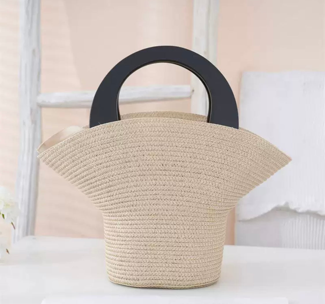 Structured Straw Bag with Handle