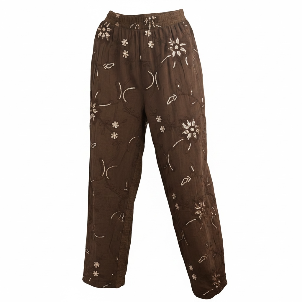 Sequin Embroidered Relaxed Trousers