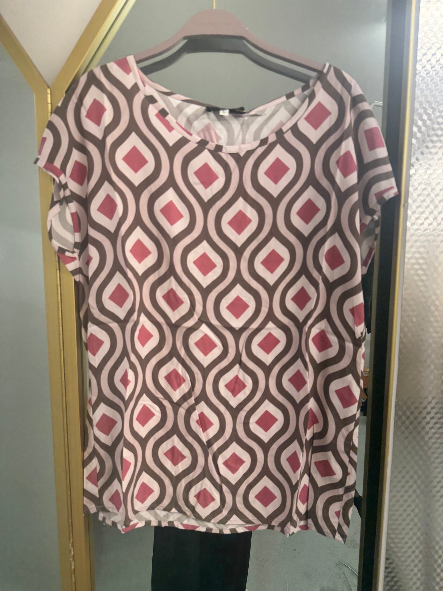 Retro Geometric Print Tunic Top