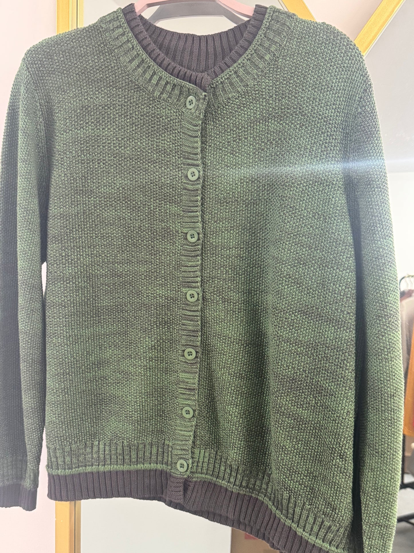 Textured Knit Cardigan with Contrast Trim