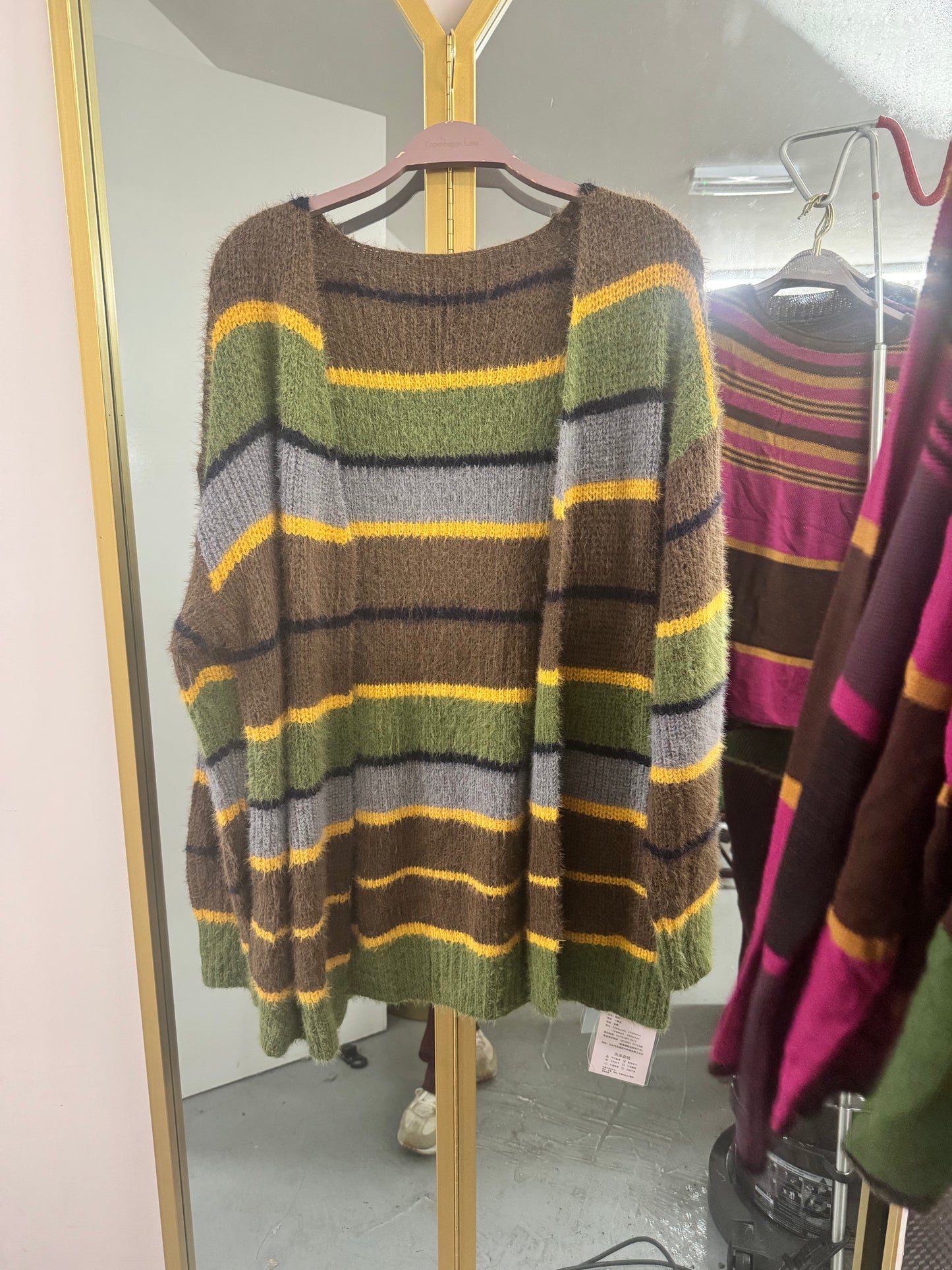 Women's Fluffy Striped Oversized Knit Jumper