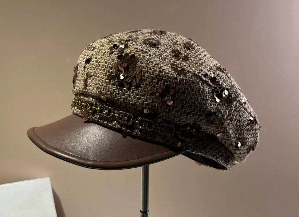 Women’s Light Brown Sequin Cap