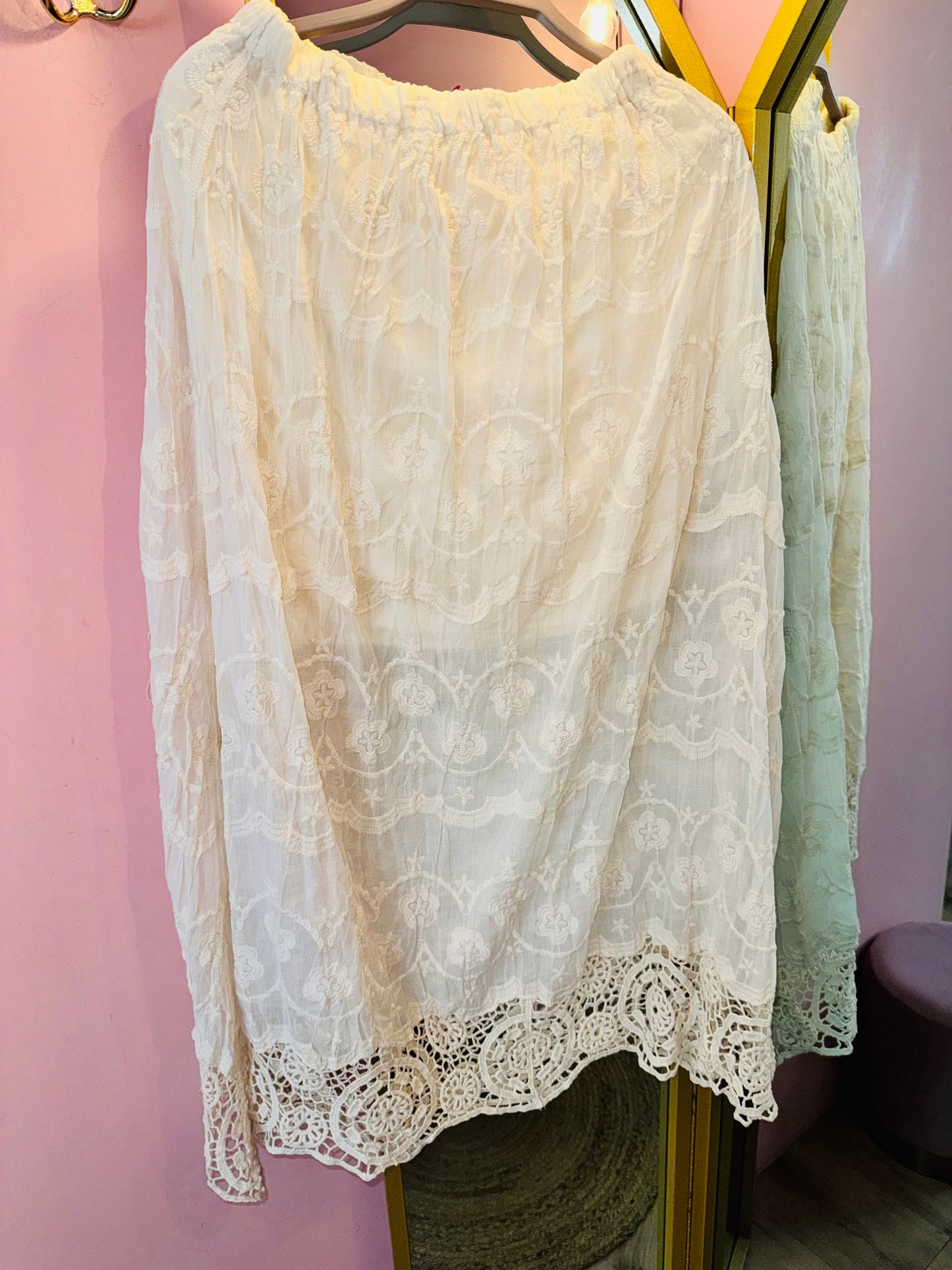 Cotton Lace Midi Skirt