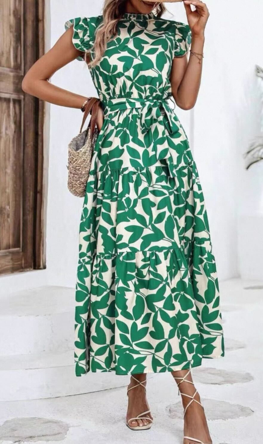 Green Leaf Tiered Dress