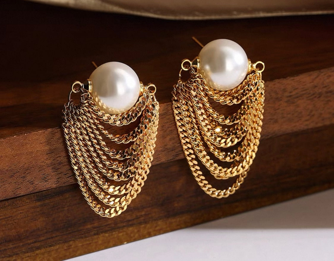 Elegant Statement Earrings – A curated mix of bold, vintage-inspired designs with pearls, florals, and sculptural gold accents, crafted from brass or copper plated with 18k gold and featuring s925 silver needles for comfort