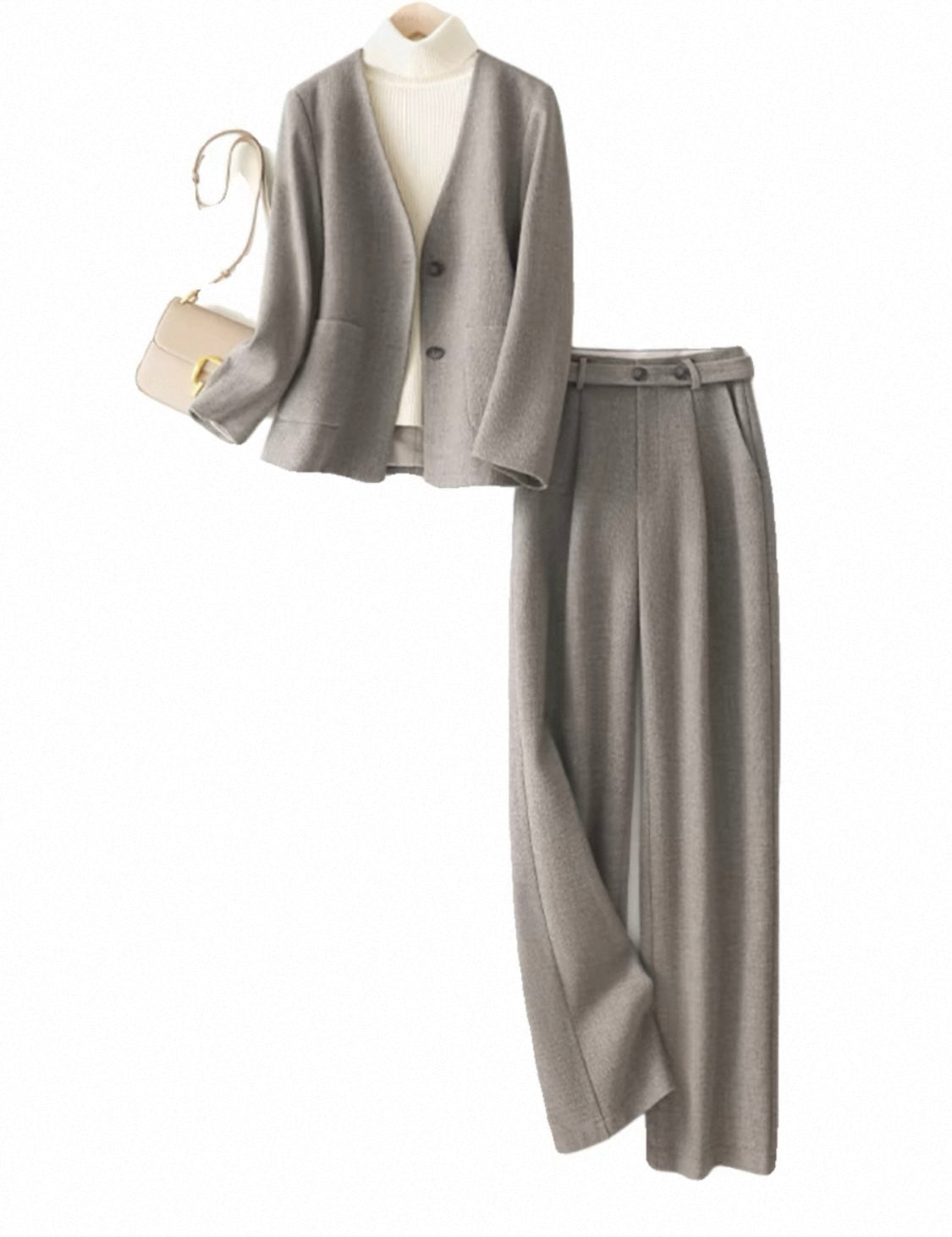 Light Taupe Trouser Suit (2-Piece Set)