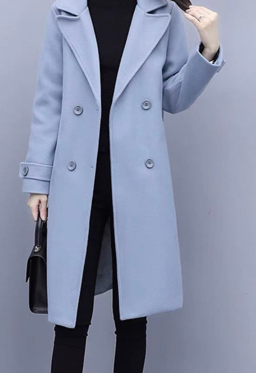 Double-Breasted Coat – Powder Blue