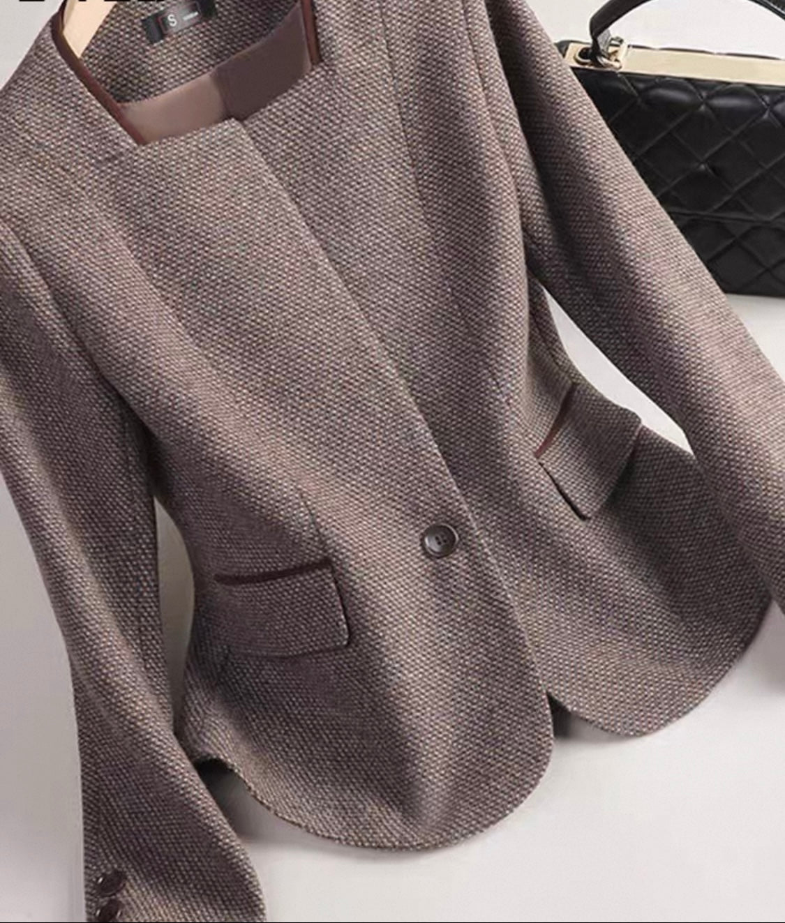 Tailored Tweed Blazer – Brown Mix