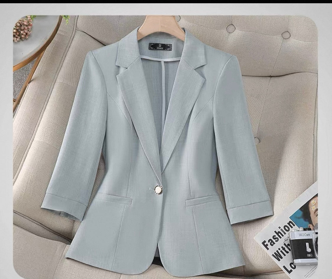 Tailored Blazer with 3/4 Sleeves