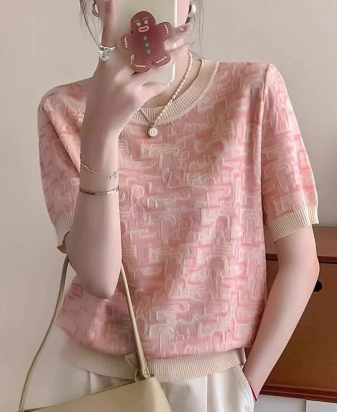 Light Pink Textured Knit Top