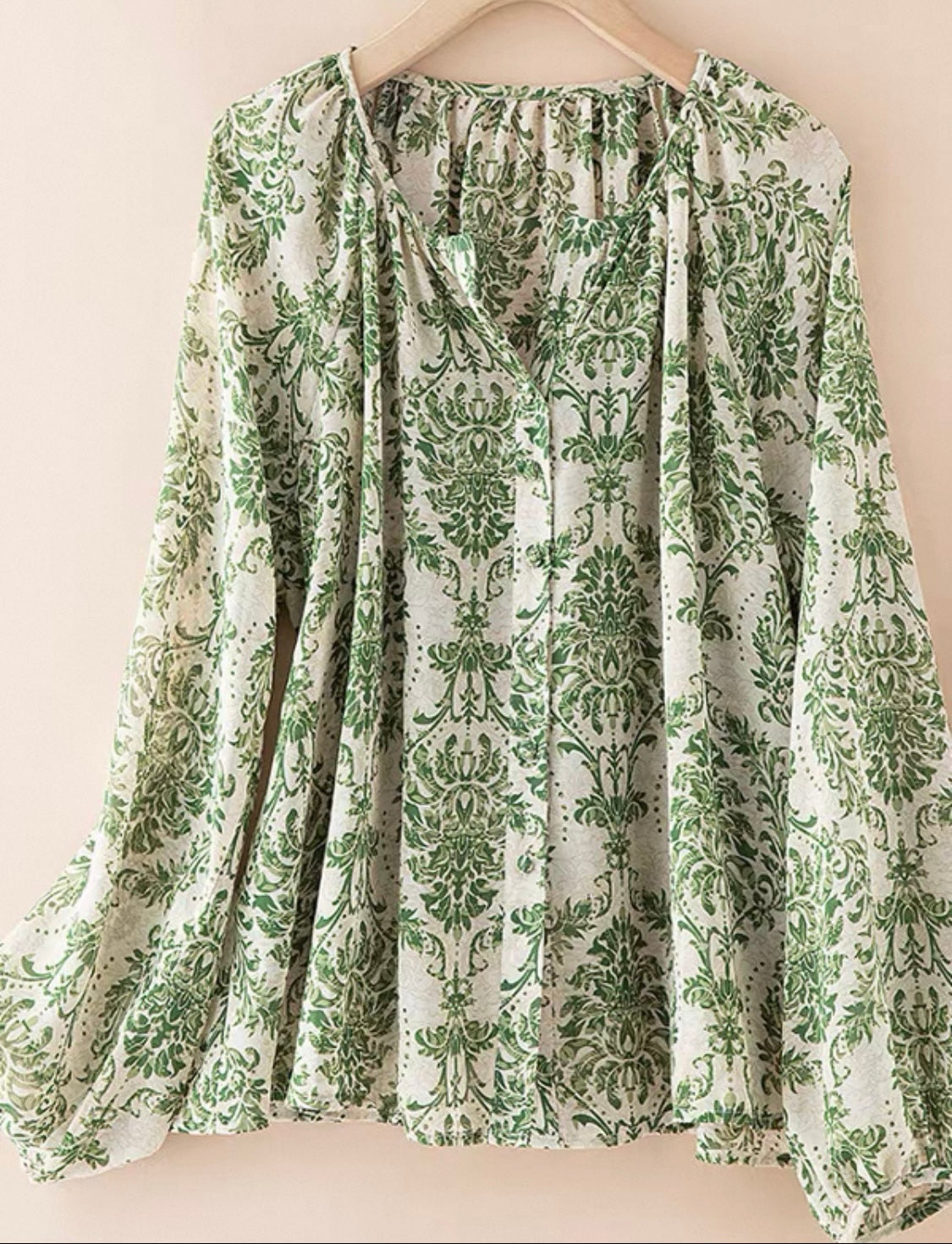 Green Floral Print Blouse