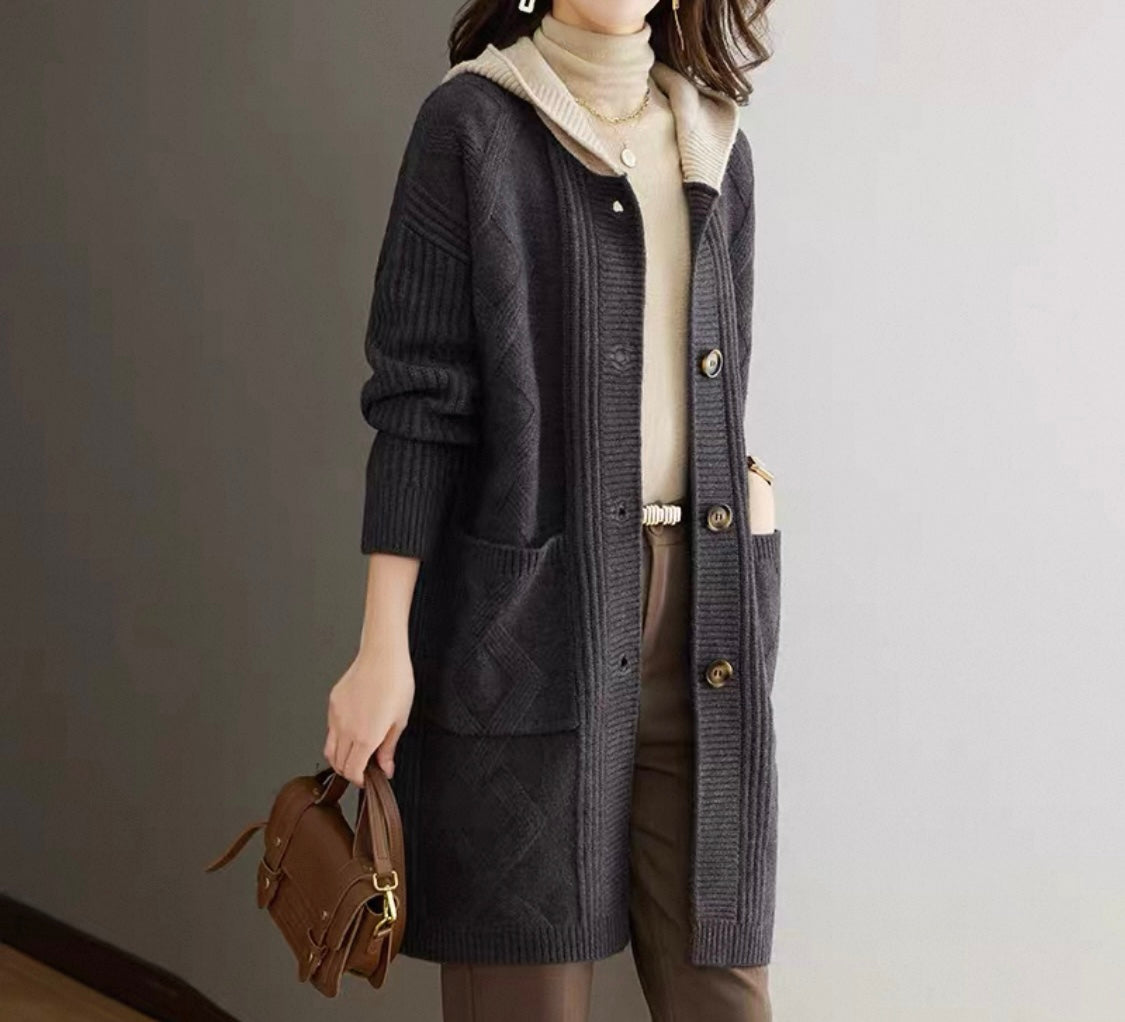 Knit Cardigan with Hood