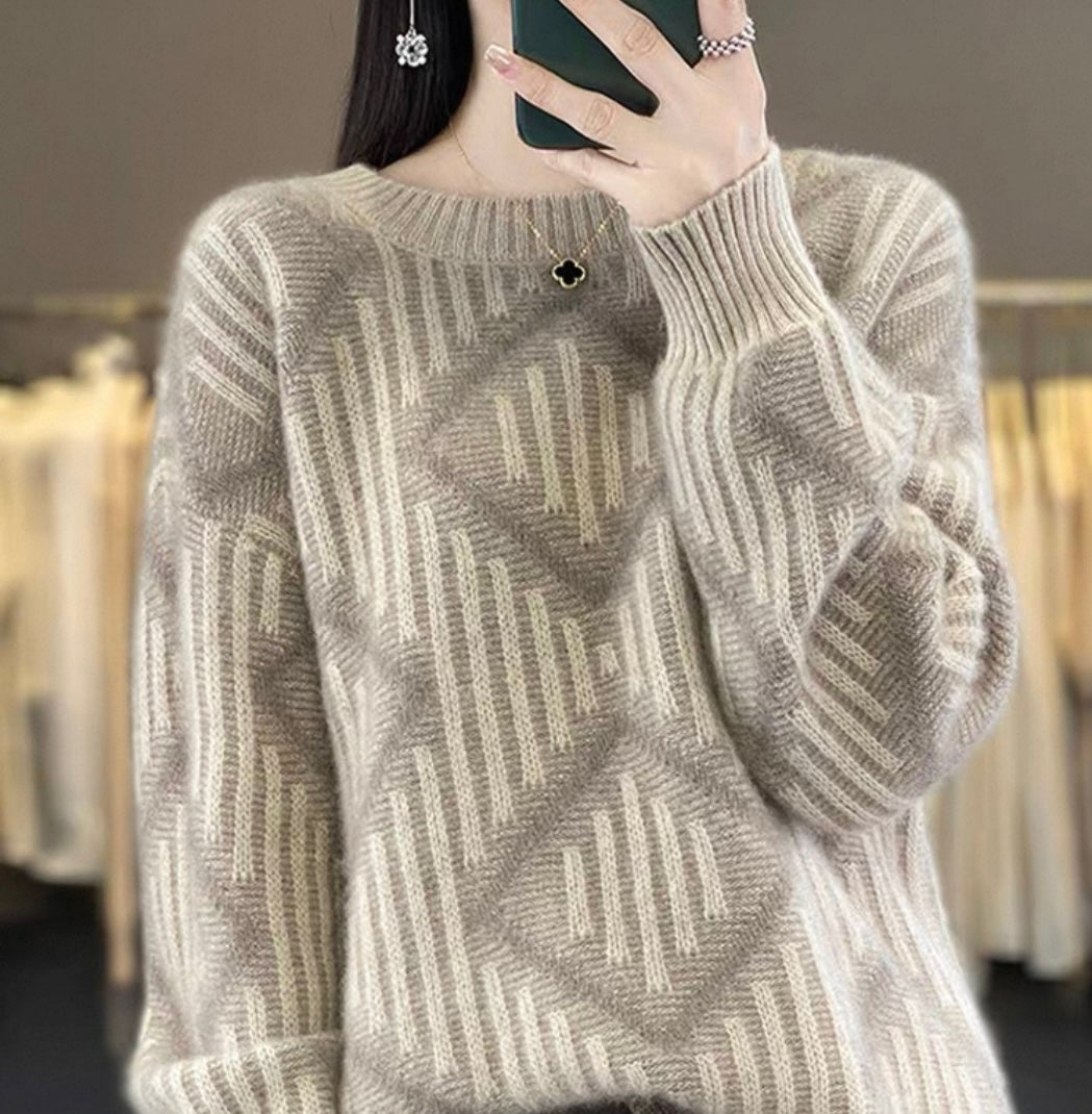 Taupe & Ivory Patterned Jumper