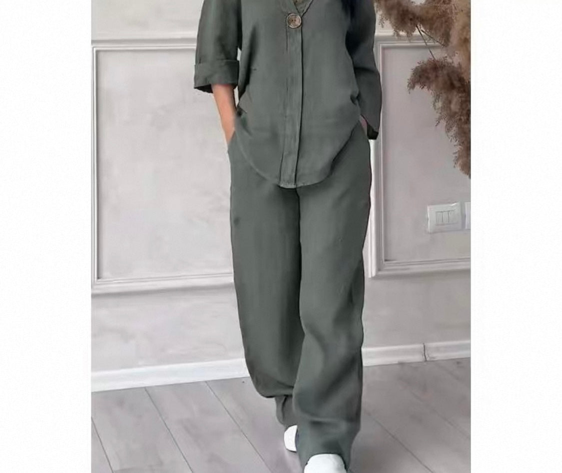 Two-Piece Linen Set – Soft Pink