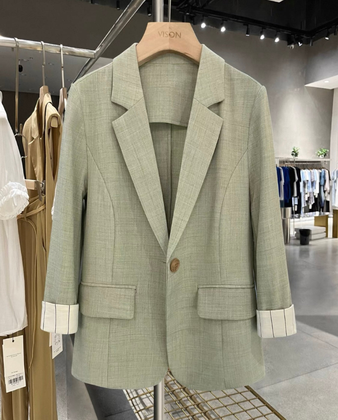 Light Sage Green Blazer (¾ Sleeve)
