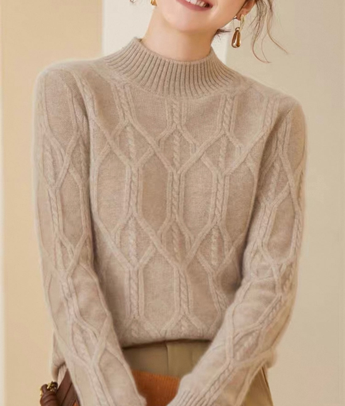 Taupe Cable Knit Sweater