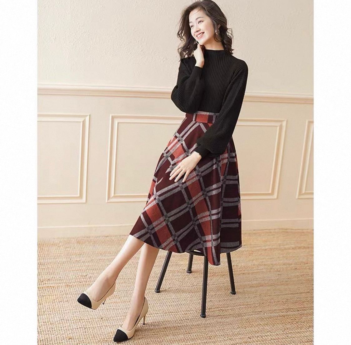 Plaid Midi Dress