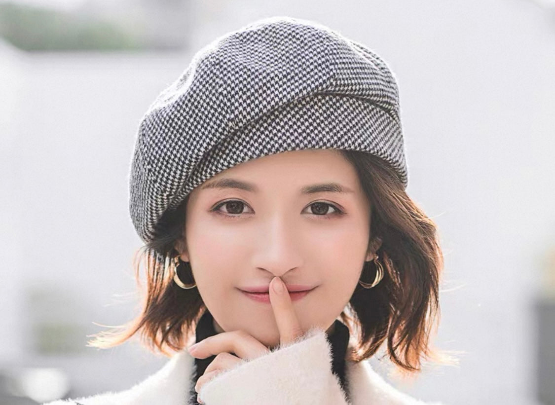 Checked Beret