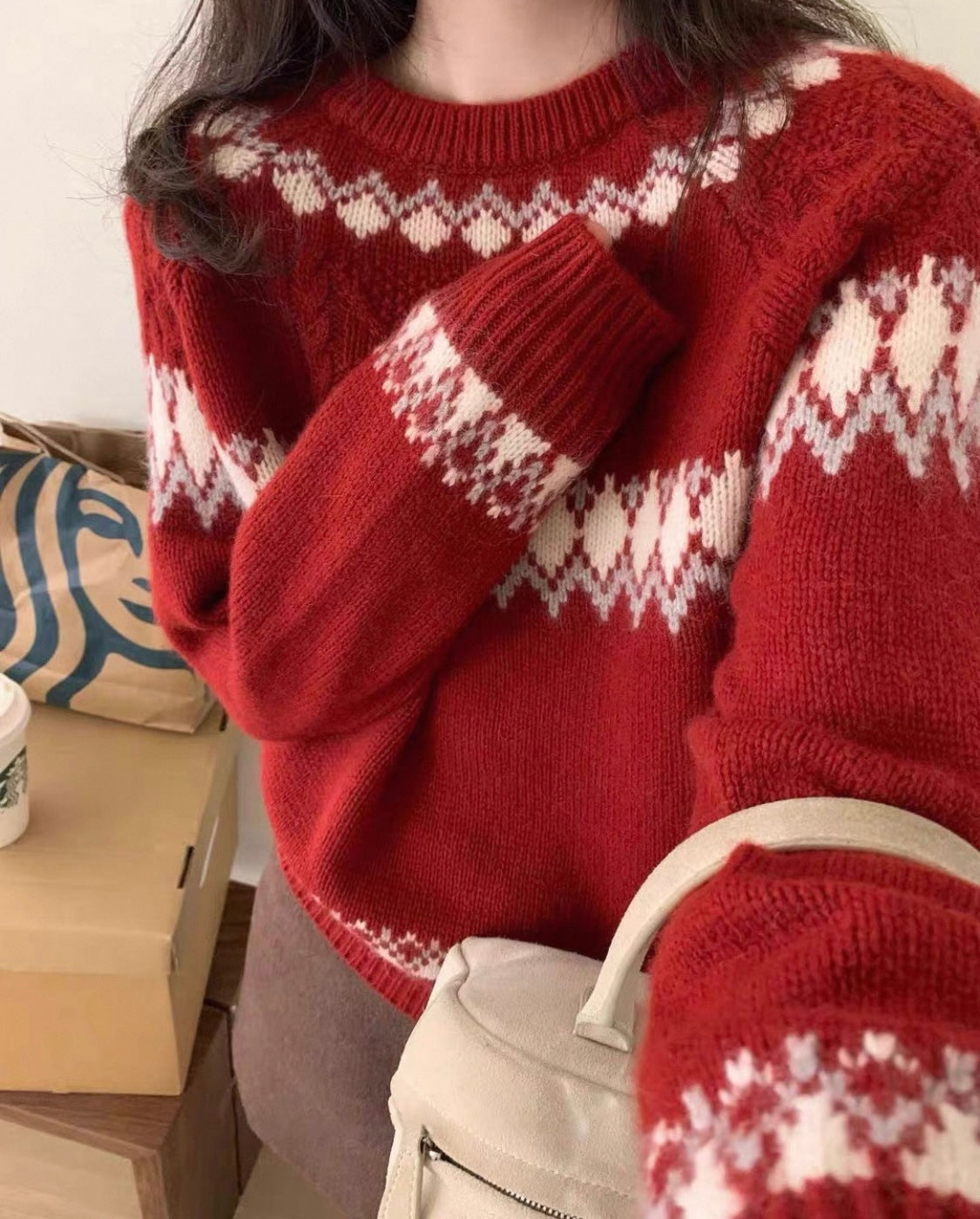 Red Diamond Fair Isle Jumper