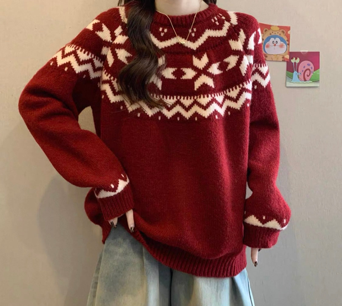 Red Snowflake Yoke Jumper