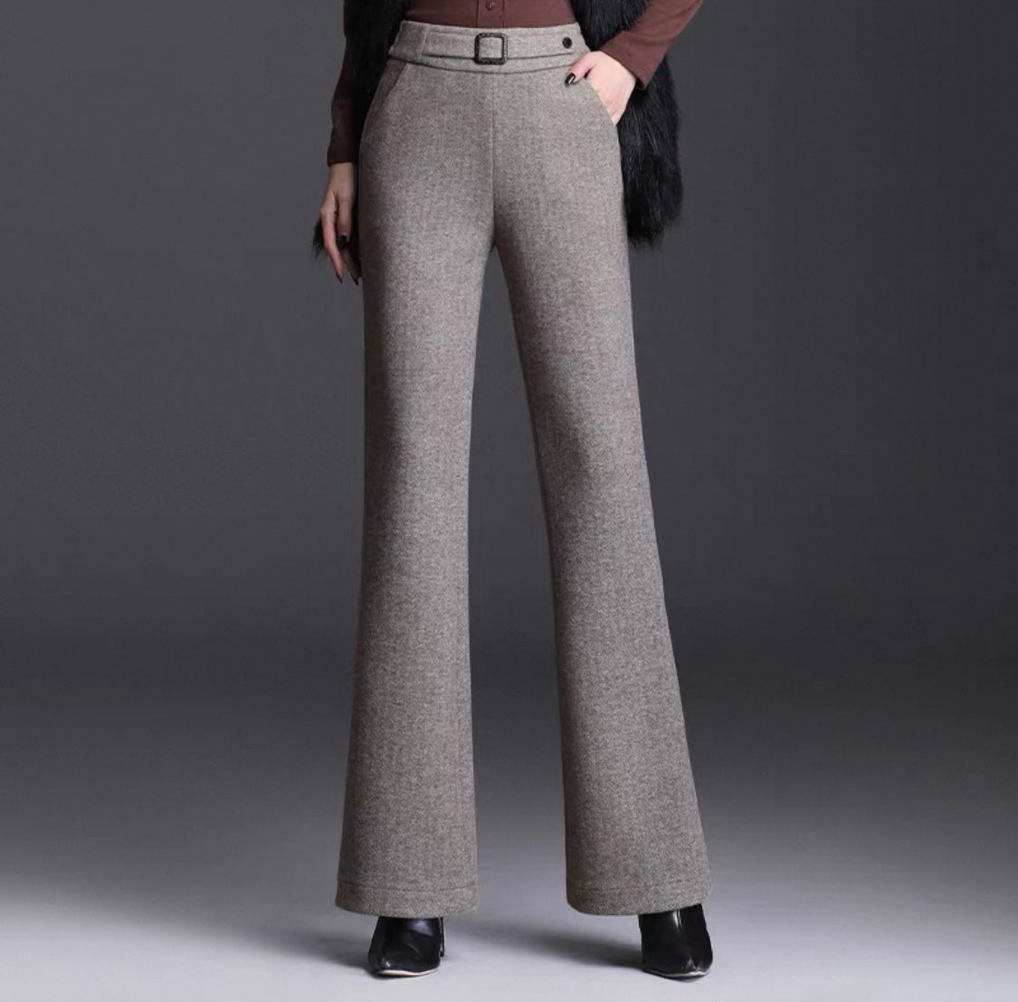 Classic Wool Pants – Taupe Brown