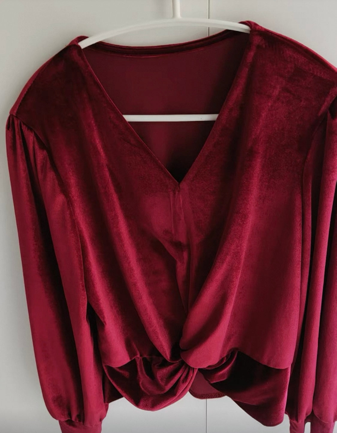Velvet Twist Blouse – Burgundy