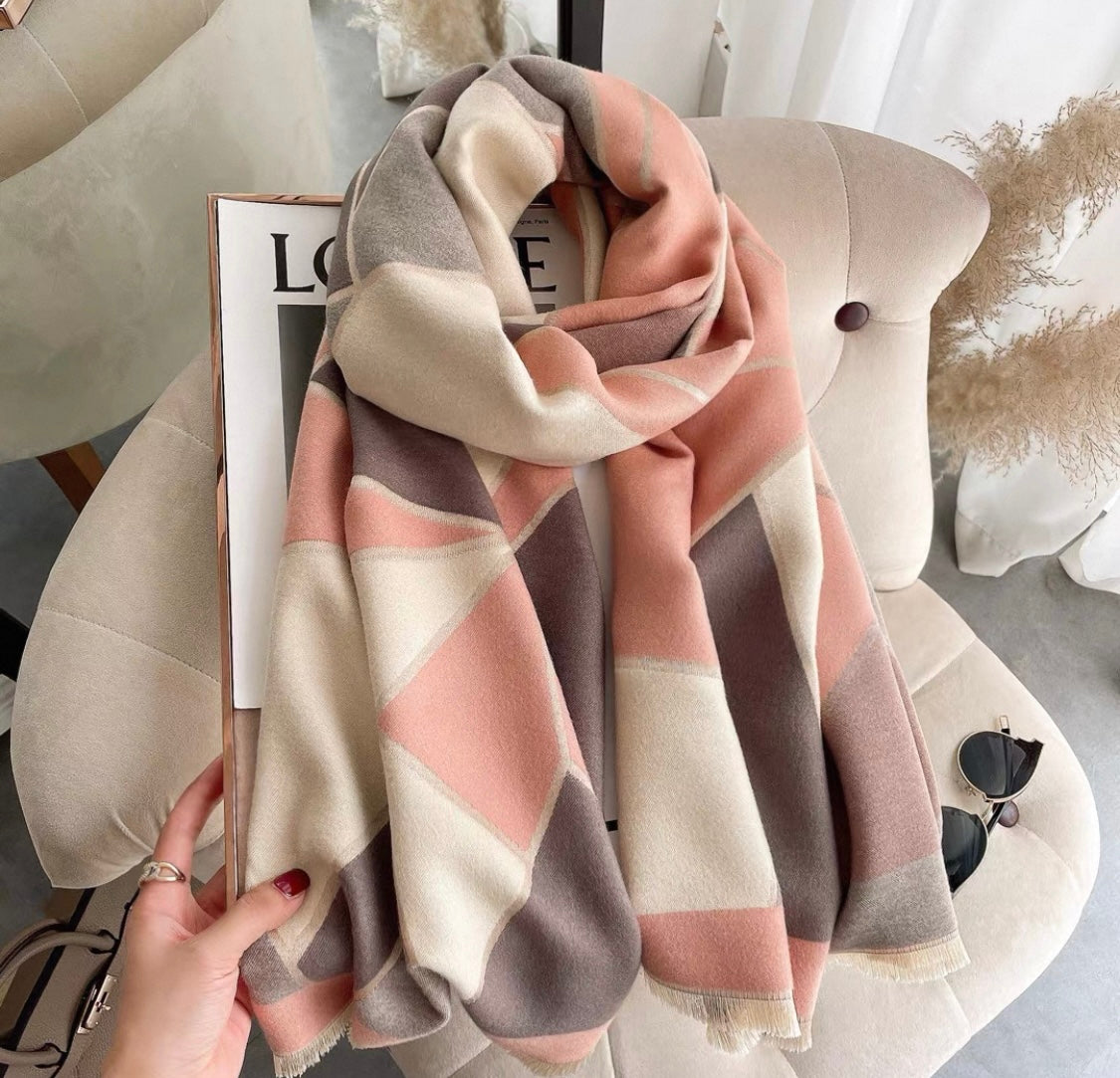 Soft Cashmere Scarf – Pink Mosaic