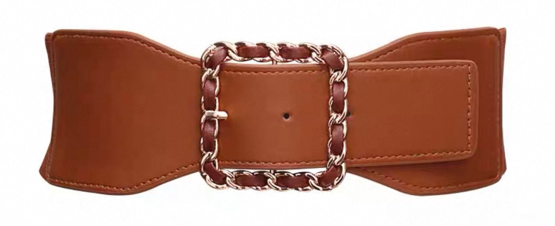 Tan Waist Belt – Chain Buckle Detail