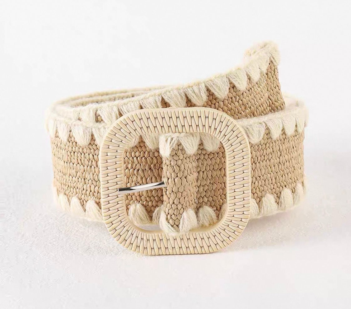Braided Straw Belt – Natural Beige