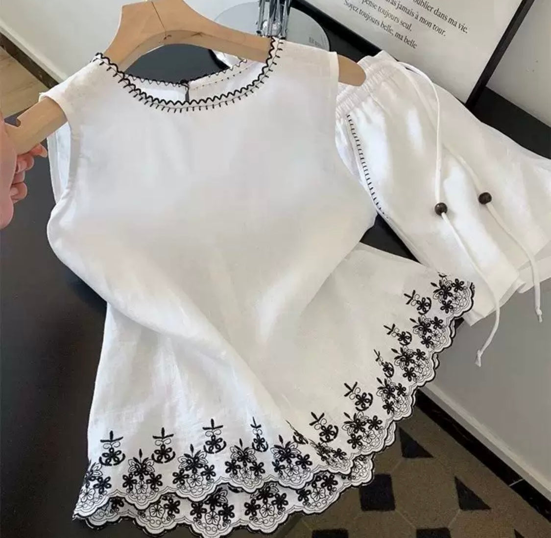 Lightweight Embroidered Set – Top & Shorts
