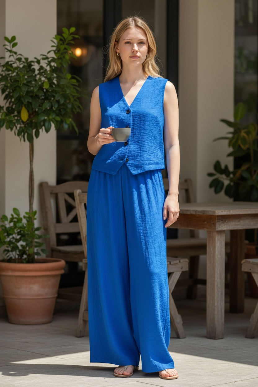 Electric Blue Textured Co-Ord Set
