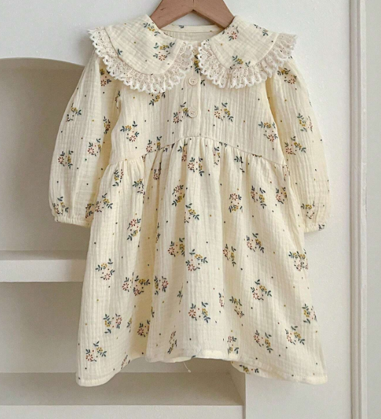 Lace Collar Floral Dress