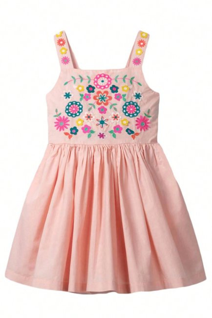 Embroidered Flowers Sleeveless Dress