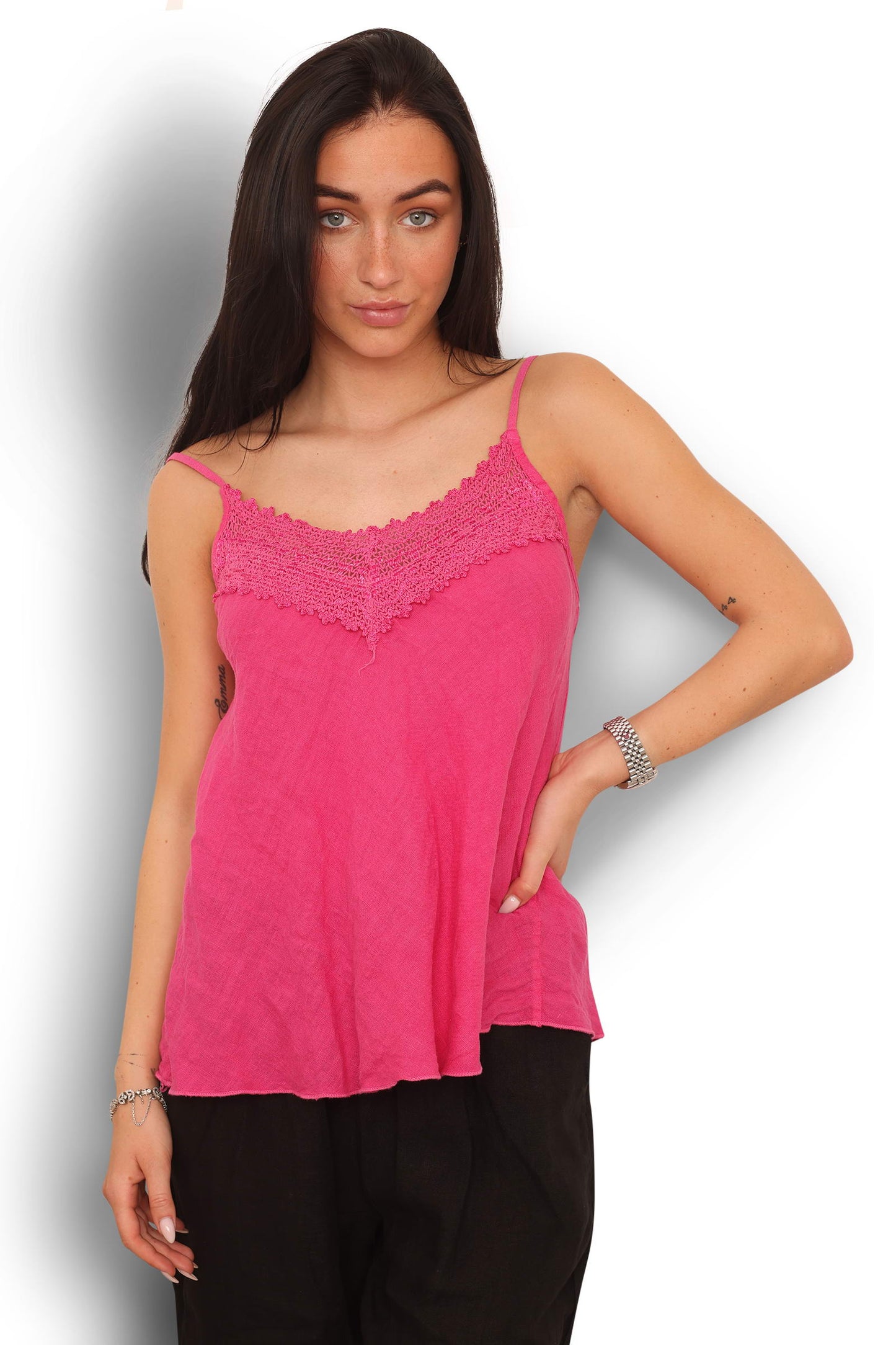 6457 LINEN LACE STYLE TOP