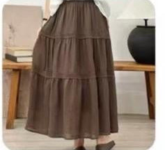 Linen Blend Tiered Skirt