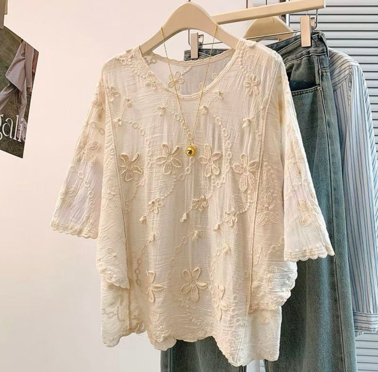Floral Embroidered Boho Blouse