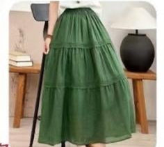 Linen Blend Tiered Skirt