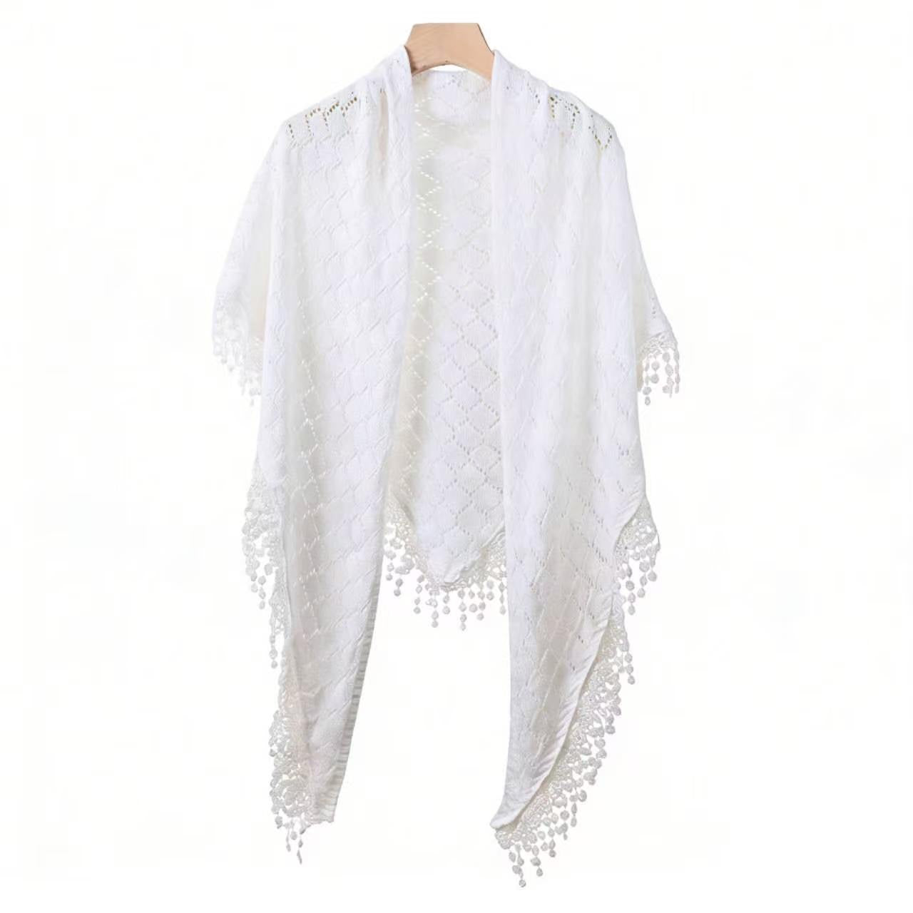 Elegant Diamond Lace Knit Shawl